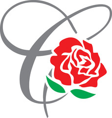 c initial rose logo , abstract c rose logo