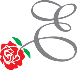 e initial rose logo , abstract e rose logo