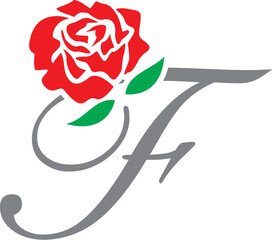 f initial rose logo , abstract f rose logo