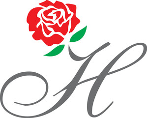 h initial rose logo , abstract h rose logo