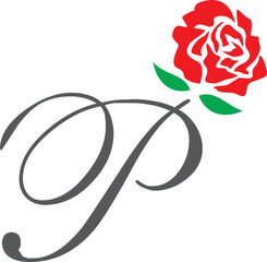 p initial rose logo , abstract p rose logo