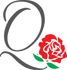 q initial rose logo , abstract q rose logo