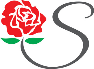 s initial rose logo , abstract s rose logo