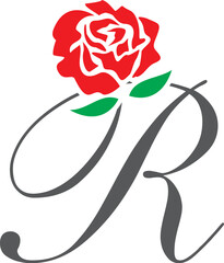 r initial rose logo , abstract r rose logo