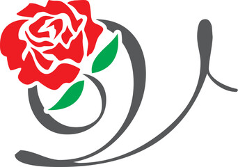 v initial rose logo , abstract v rose logo