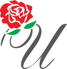 u initial rose logo , abstract u rose logo