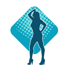 Silhouette of a slim female in dance pose. Silhouette of a woman dancing.