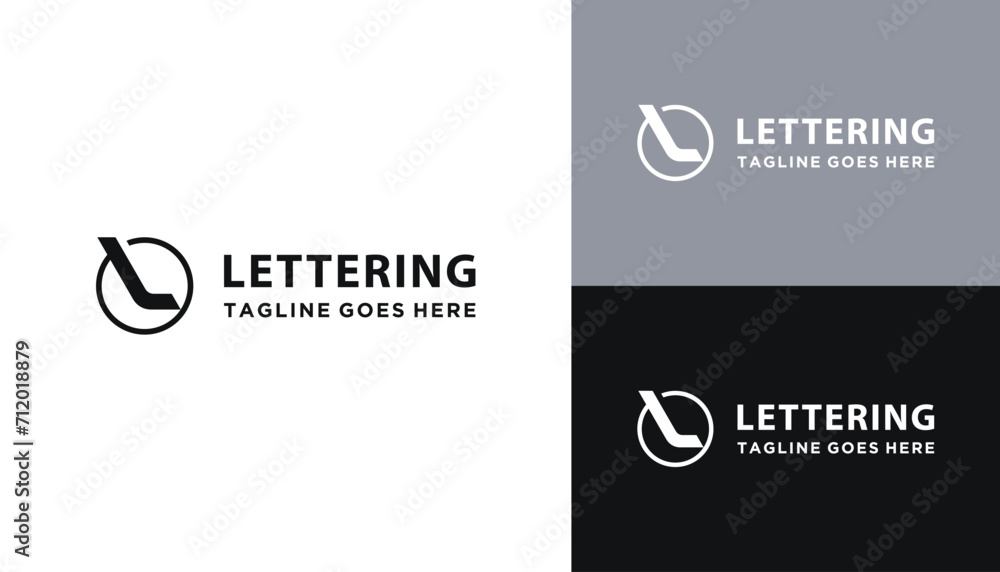 Poster initial letter l monogram with simple circular line art logo design