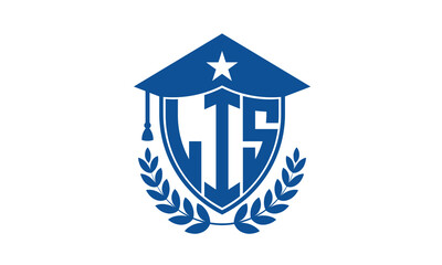 LIS three letter iconic academic logo design vector template. monogram, abstract, school, college, university, graduation cap symbol logo, shield, model, institute, educational, coaching canter, tech