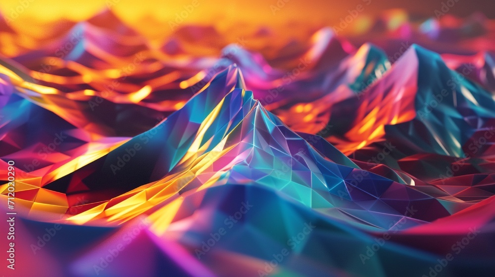 Poster an aurora-inspired 3d geometric background with flowing colors.