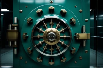 Bank vault door with a combination lock, symbolizing security and financial stability, Generative AI