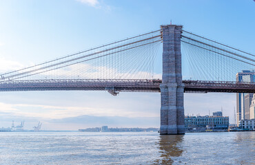 Brooklyn Bridge in New York City during the day.