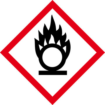 ghs hazardous, transport icon, warning symbol ghs - sga safety sign, pictogram, oxidizing substances and comburent substances,chemicals that can oxidize and lose electrons