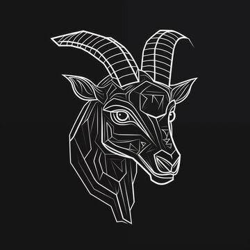 Ashen Grace: Illustrative Mascot Logo of White and Black Goat