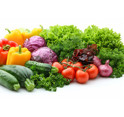 Fresh vegetables on the white background, copy space for texting.