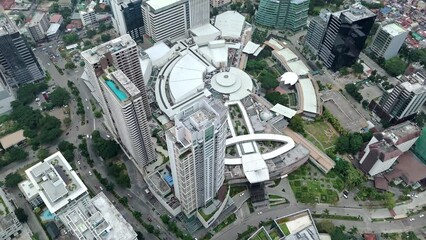Modern architecture in centre of Cebu City - Philippines. Aerial high angle. 