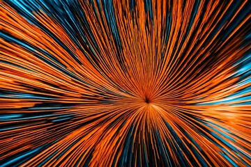 Abstract natural orange and blue background with directional blur and motion effect. Lines and strips. Zoom-in