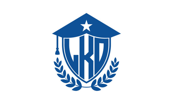 LKO three letter iconic academic logo design vector template. monogram, abstract, school, college, university, graduation cap symbol logo, shield, model, institute, educational, coaching canter, tech