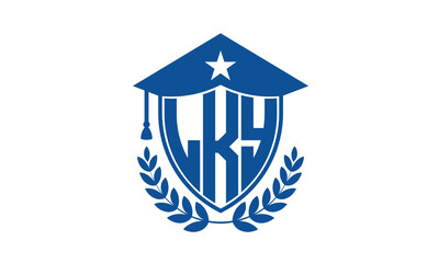 LKY three letter iconic academic logo design vector template. monogram, abstract, school, college, university, graduation cap symbol logo, shield, model, institute, educational, coaching canter, tech