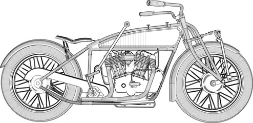 Fototapeta premium Vector sketch illustration of a modified undergroud motorbike design