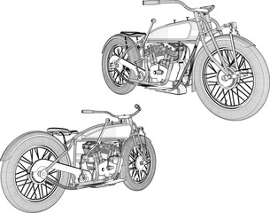 Vector sketch illustration of a modified undergroud motorbike design