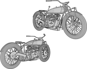 Vector sketch illustration of a modified undergroud motorbike design