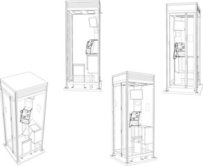 Vector sketch illustration of ancient public telephone design