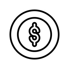 Coin dollar icon vector or logo illustration style