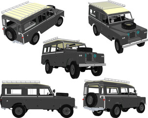 Vector sketch illustration of an adventurous car design in the forest with 4 wheel drive