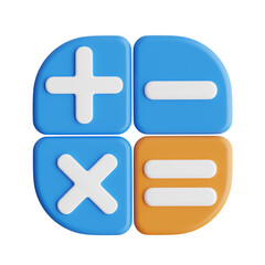 3D Calculator Model Crunching Numbers with Digital Precision. 3d illustration, 3d element, 3d rendering. 3d visualization isolated on a transparent background