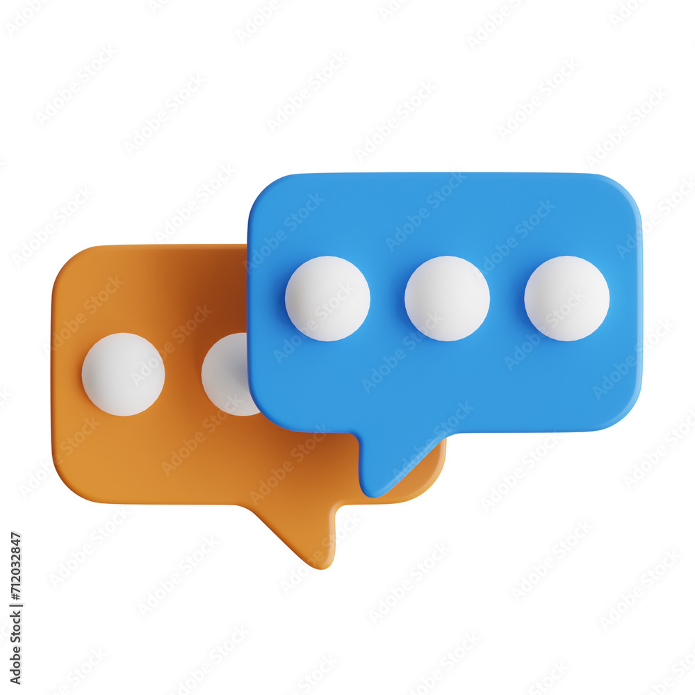 Aufkleber 3D Messages Model Navigating Conversations with Visual Clarity. 3d illustration, 3d element, 3d rendering. 3d visualization isolated on a transparent background