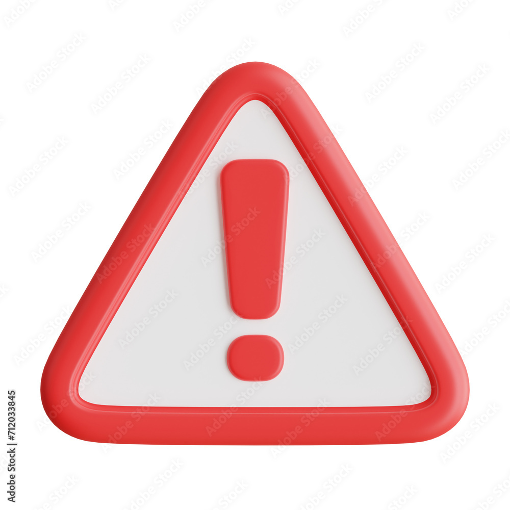 Poster 3d warning model promoting safety awareness in digital interfaces. 3d illustration, 3d element, 3d r