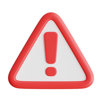 3D Warning Model Promoting Safety Awareness in Digital Interfaces. 3d illustration, 3d element, 3d rendering. 3d visualization isolated on a transparent background