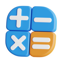 Obraz premium 3D Calculator Model Crunching Numbers with Digital Precision. 3d illustration, 3d element, 3d rendering. 3d visualization isolated on a transparent background