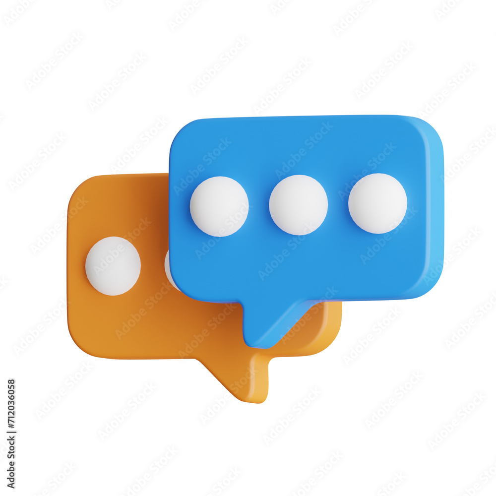 Aufkleber 3D Messages Model Navigating Conversations with Visual Clarity. 3d illustration, 3d element, 3d rendering. 3d visualization isolated on a transparent background