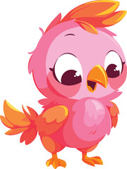 Pink Bird Cartoon Character Illustration