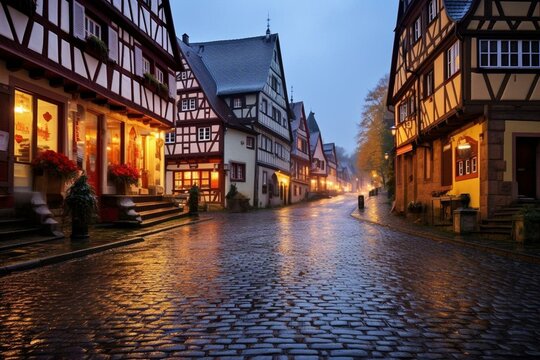 Historic town, Minden, Germany. Generative AI