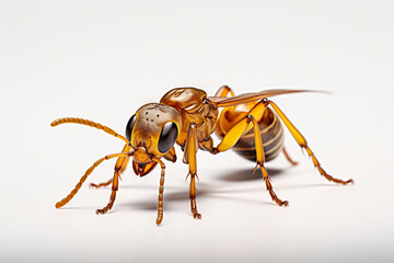 Macro shot of a wasp on a white background, isolated
