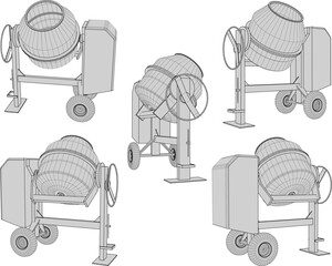 Vector sketch illustration of cement mixer machine design for small scale projects © nur
