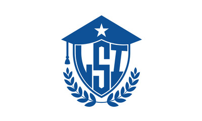 LSI three letter iconic academic logo design vector template. monogram, abstract, school, college, university, graduation cap symbol logo, shield, model, institute, educational, coaching canter, tech