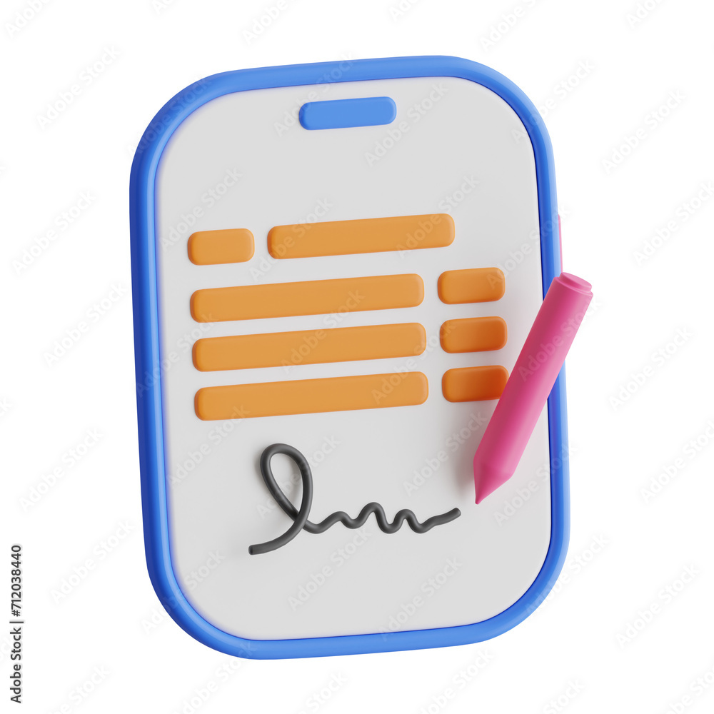 Aufkleber 3d digital signature model secure authentication for modern transactions. 3d illustration, 3d elemen