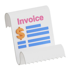 3D Invoice Model Optimizing Financial Transactions with Clarity. 3d illustration, 3d element, 3d rendering. 3d visualization isolated on a transparent background