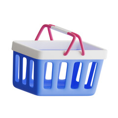 3D Shopping Basket Model Gathering Goods for Seamless Checkout. 3d illustration, 3d element, 3d...