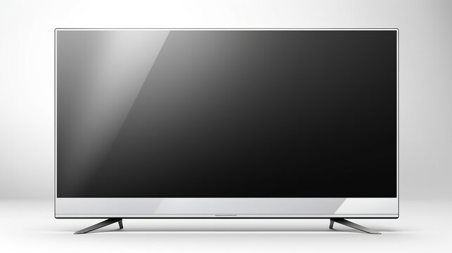 black and white realistic television screen on transparent background
