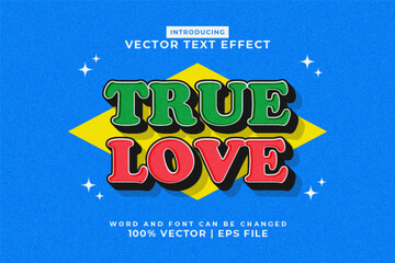 Editable text effect True Love 3d cartoon style premium vector