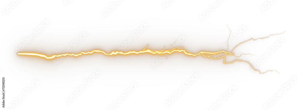 Fototapete yellow illuminated thunder strike against on transparent backgrounds 3d rendering png