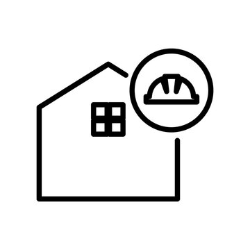 helmet repair house line logo icon vector image
