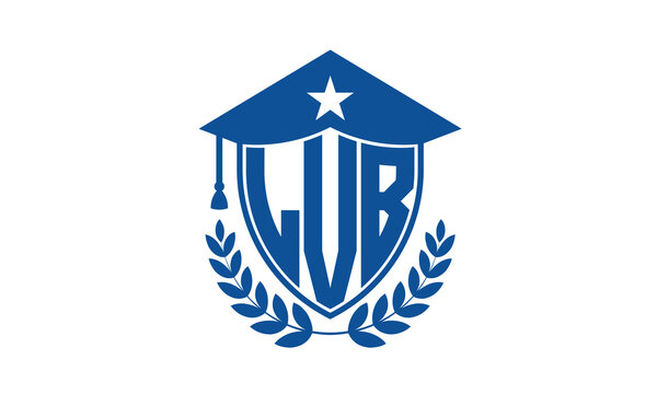 LVB three letter iconic academic logo design vector template. monogram, abstract, school, college, university, graduation cap symbol logo, shield, model, institute, educational, coaching canter, tech