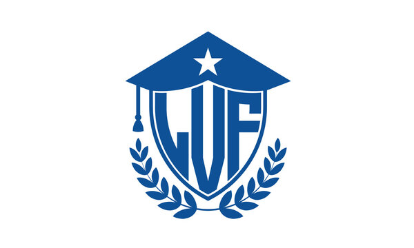 LVF three letter iconic academic logo design vector template. monogram, abstract, school, college, university, graduation cap symbol logo, shield, model, institute, educational, coaching canter, tech