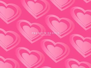 Pink heart background with modern concept. Romantic cute background.